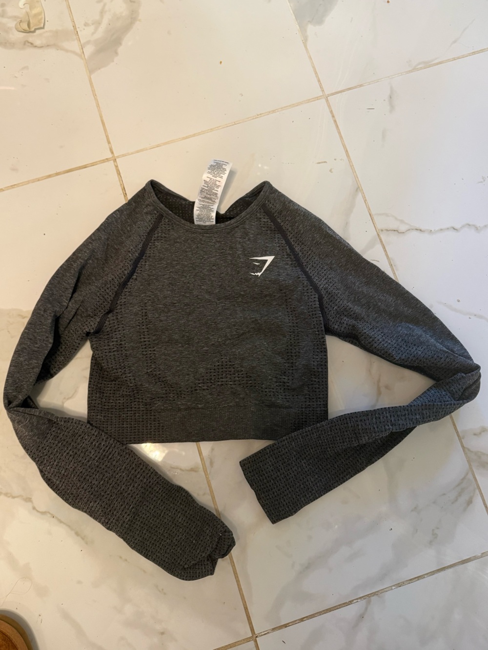 Gym Shark Dark Gray Seamless Cropped Long Sleeve
